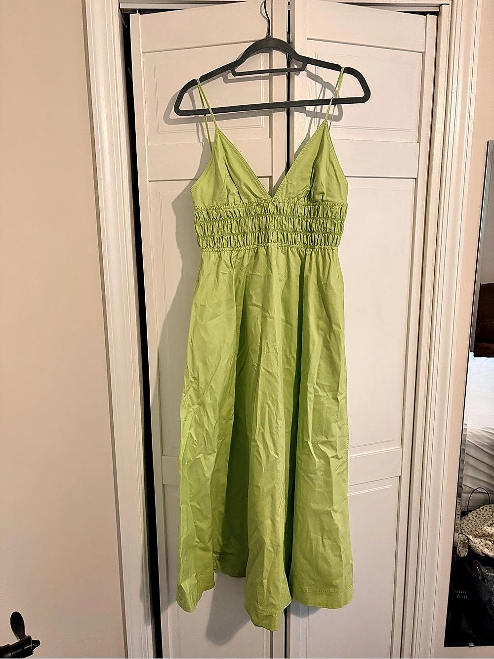 Zara Poplin Midi Dress Green Medium